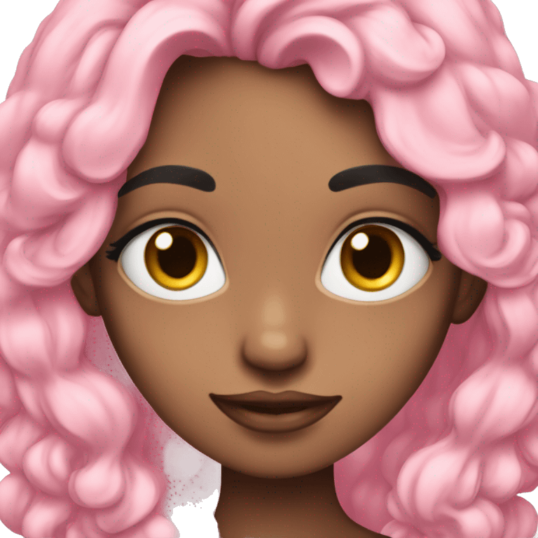 girl with long eyelashes emoji wearing pink with black curly hair rolling eyes  emoji