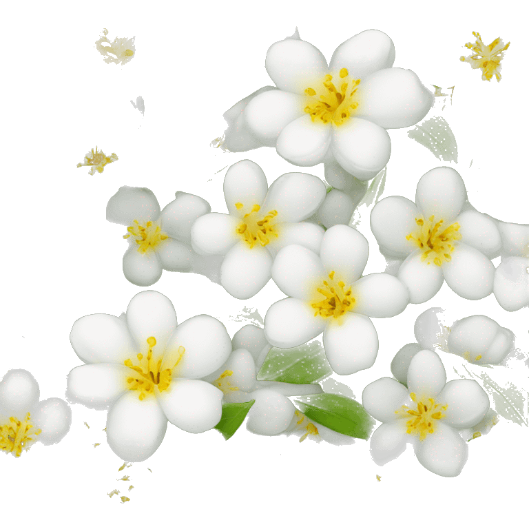  Jasmine flowers white petals and yellow center of stamens. emoji