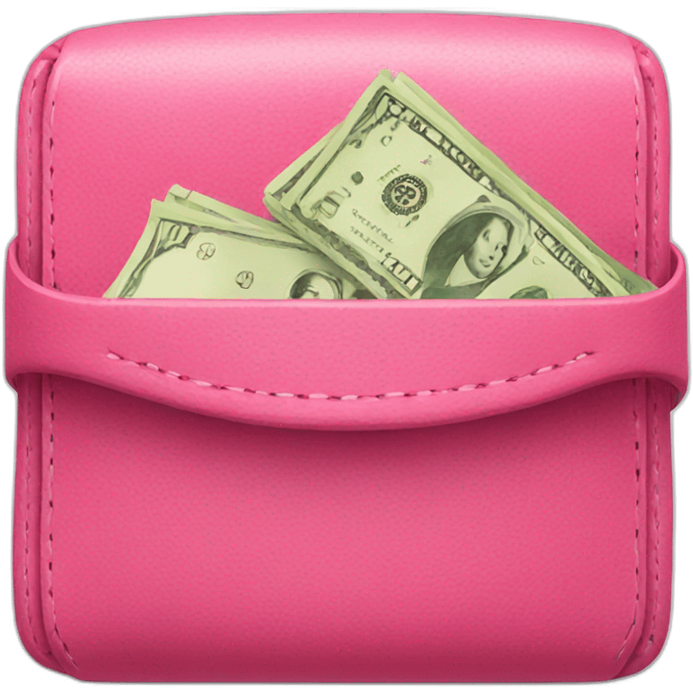 pink wallet with money emoji