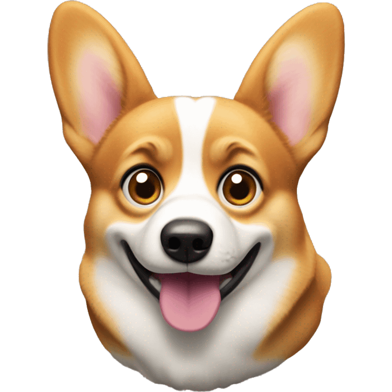 Corgi with wide-open eyes and mouth, ears perked up, as if it just saw something shocking emoji