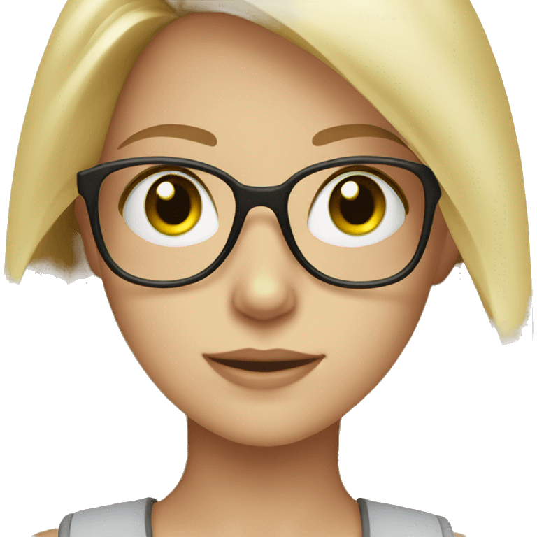 blonde girl with brown glasses green eyes and mascara  emoji