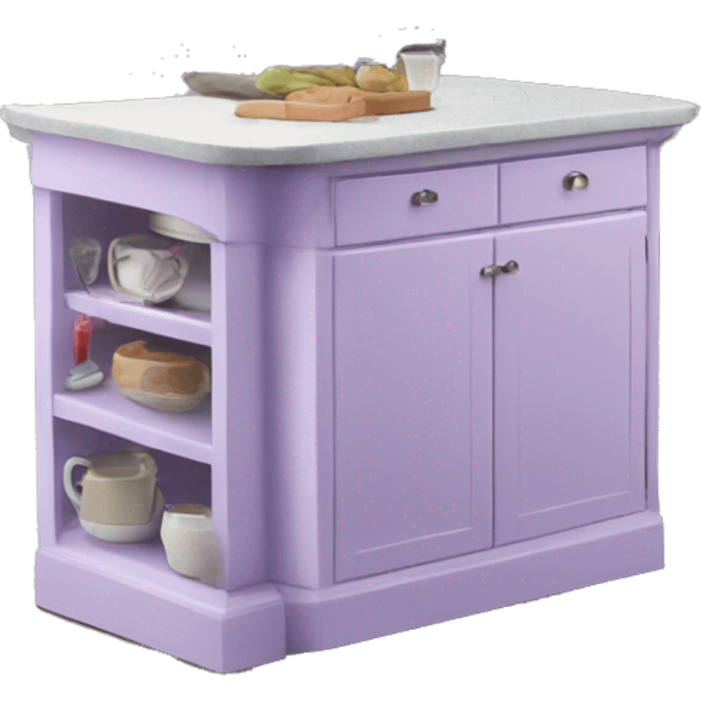 Realistic isolated pastel purple kitchen island counter. emoji