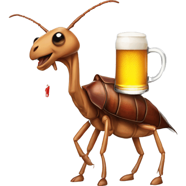 cockroach on a camel (with a beer) emoji