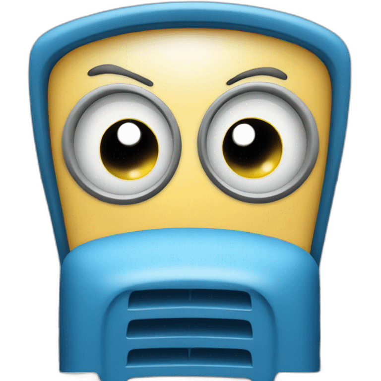 cartoon blue tractor with eyes emoji