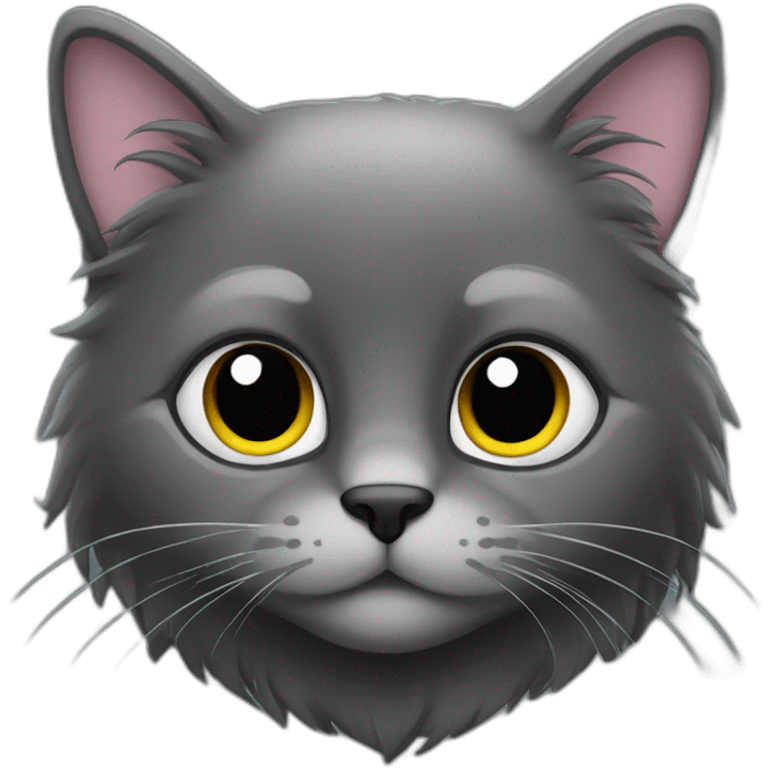 all dark grey cat long hair emoji