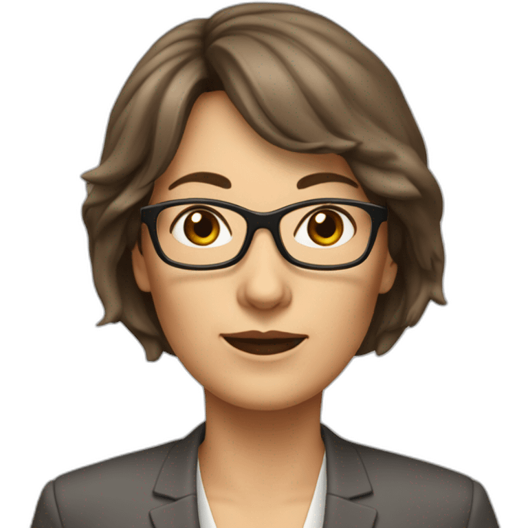 middle-aged accounting woman with middle-lenght brown hairs, a bang and glasses emoji