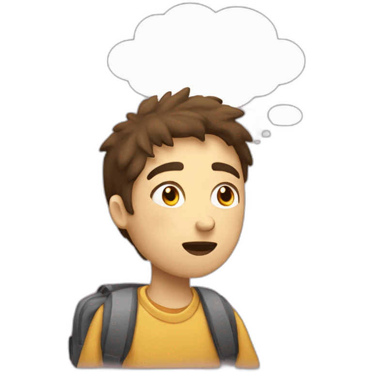 Student thinking with a thought bubble emoji