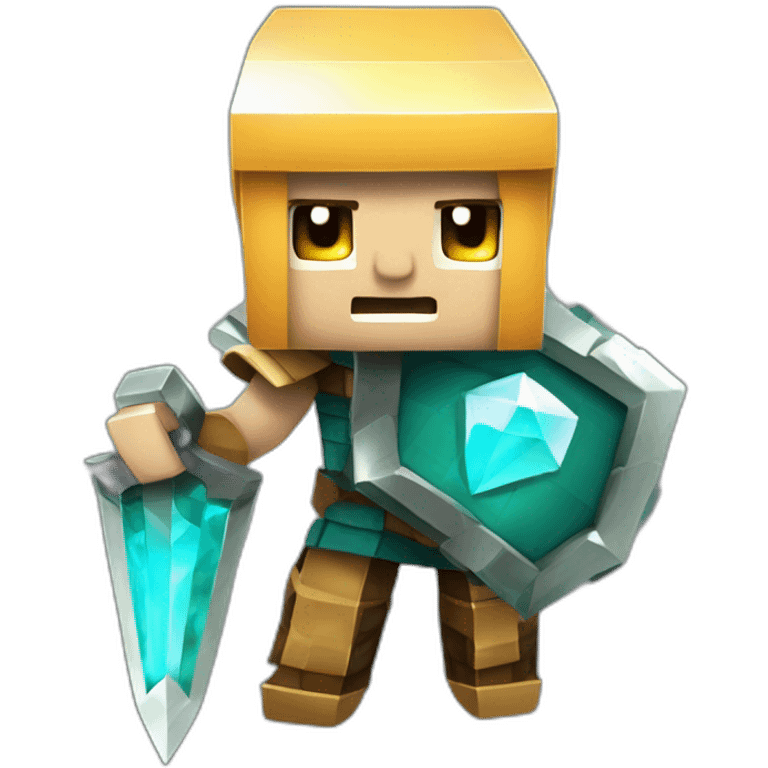 Personnage mincraft avec une armure en diament emoji