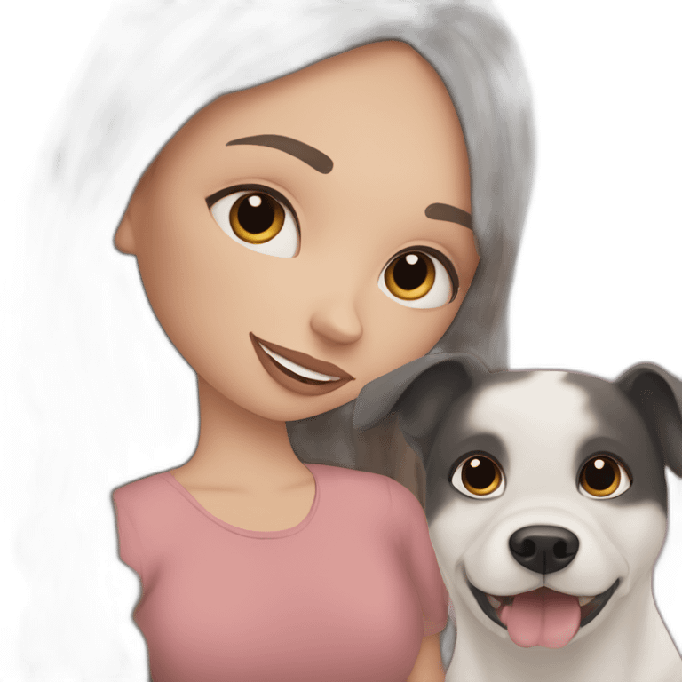 cartoonish a girl and a dog in a style of sarah andersson emoji