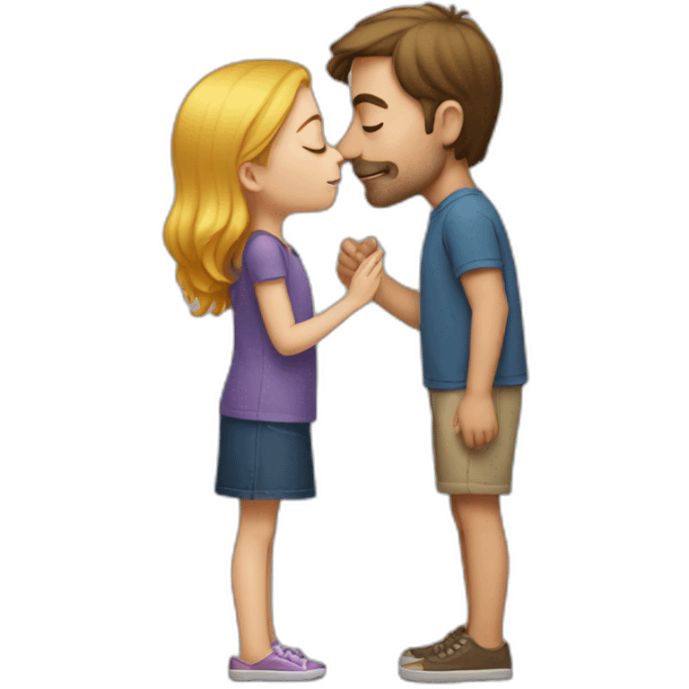 White man kissing short girl emoji