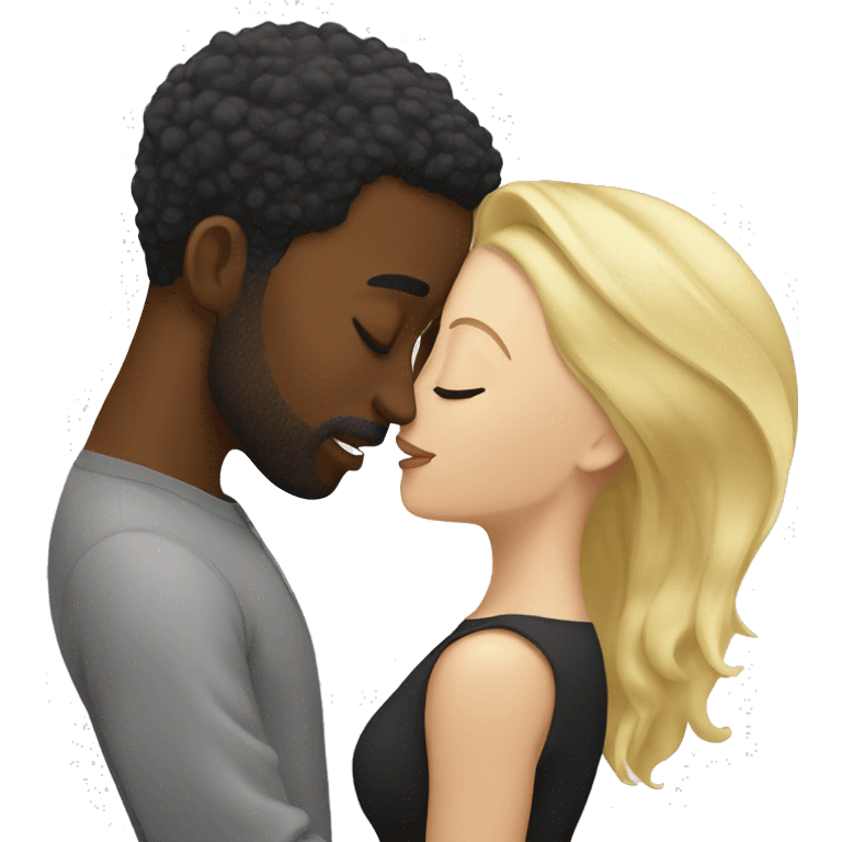 Black man kissing a white blond women emoji