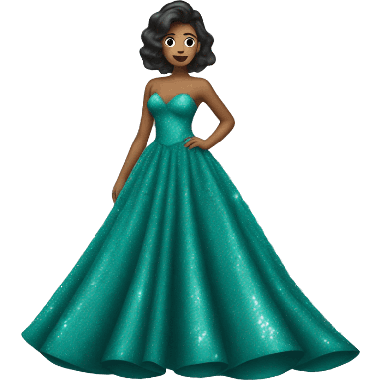 teal glittery prom dress emoji