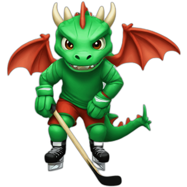 Dragon playing ice hockey emoji