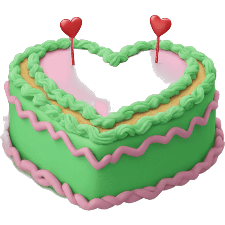 Brat green heart shaped birthday cake  emoji