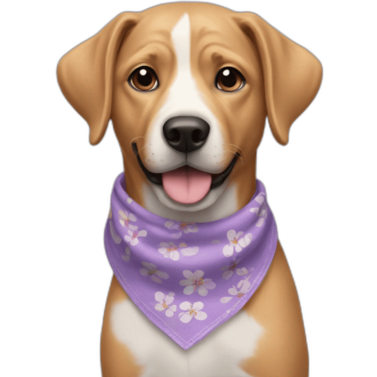 dog wearing lilac floral bandana around neck emoji