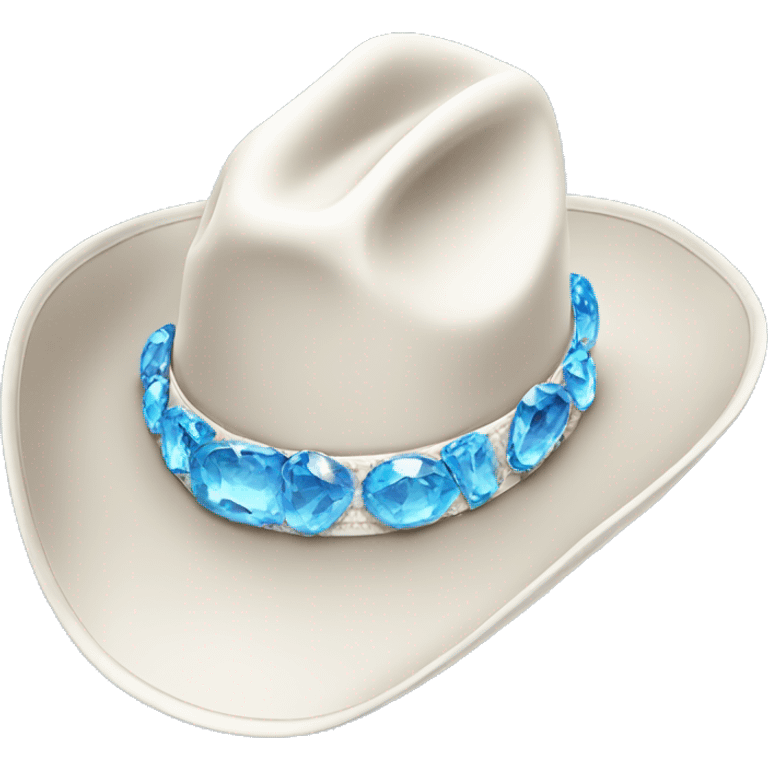 White cowgirl  hat with blue gem emoji