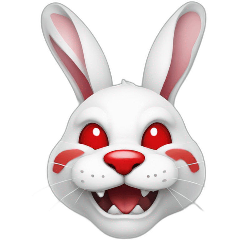 evil white rabbit with sharp fangs with red around mouth emoji