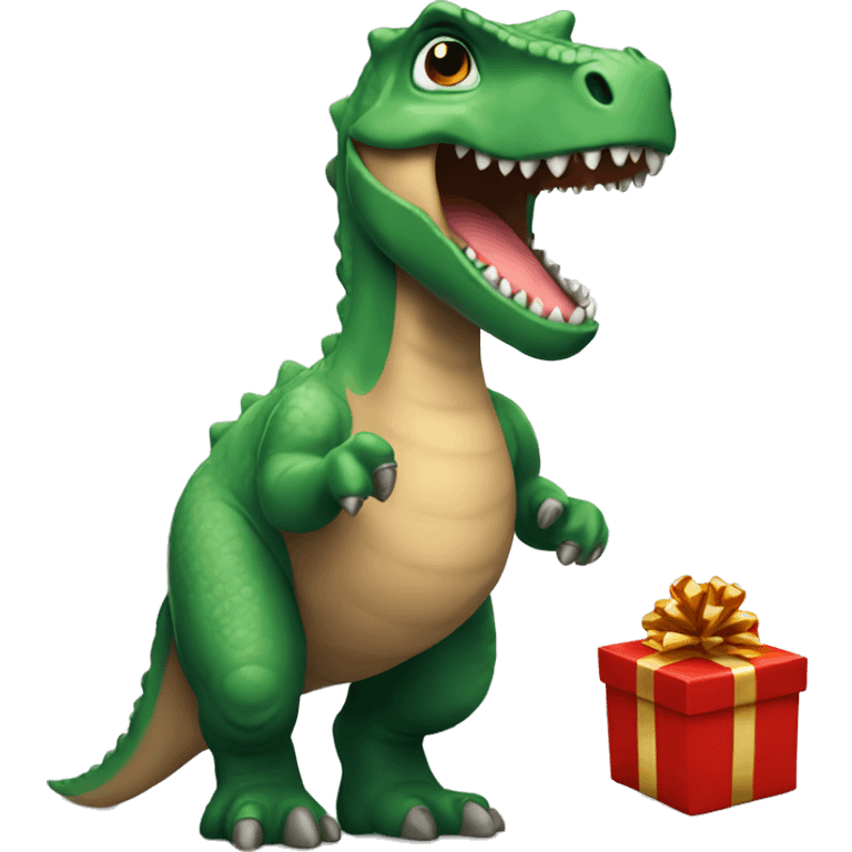 Dino Christmas gift emoji