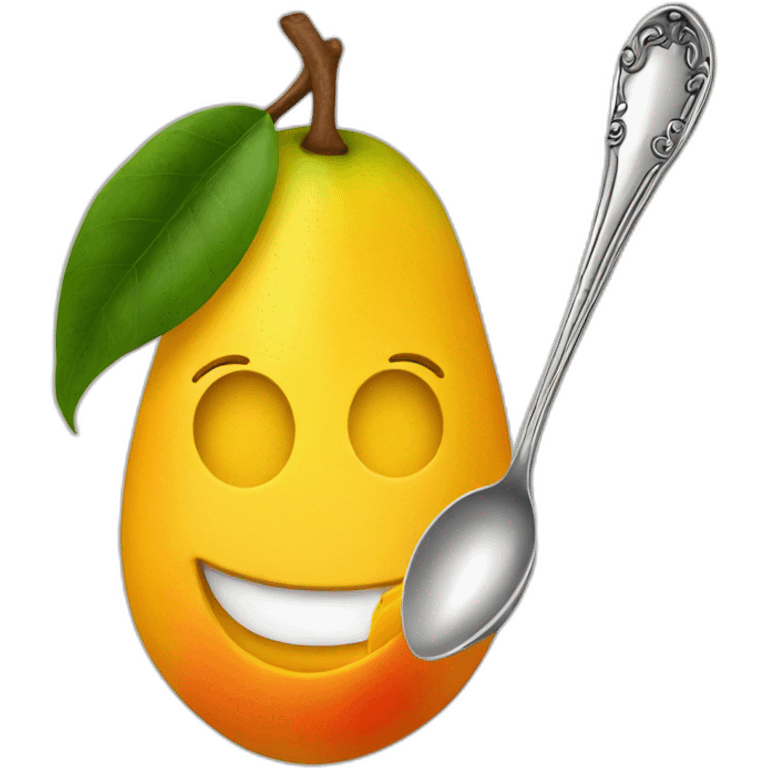 eating mango with a spoon emoji