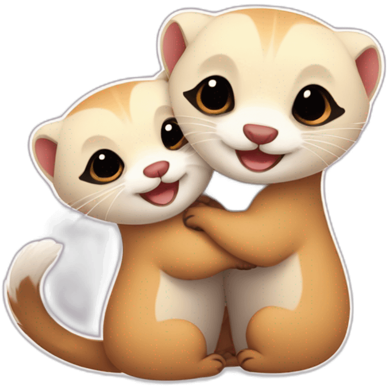 Cute ferrets hugging each others  emoji