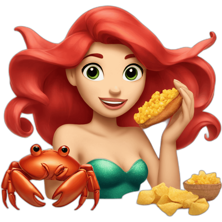 Disney Ariel eat crab emoji