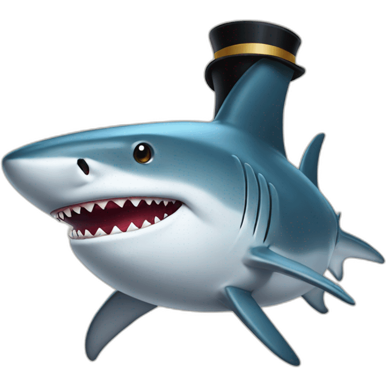 Shark with a top hat emoji