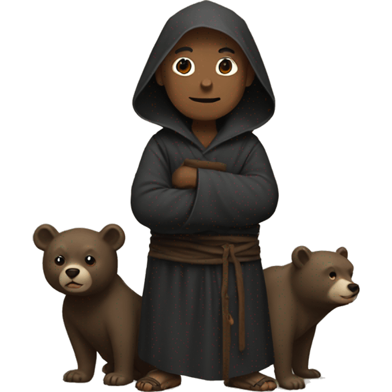 Black monk with bear emoji