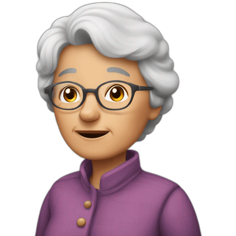 Granny with grandfather asked question emoji