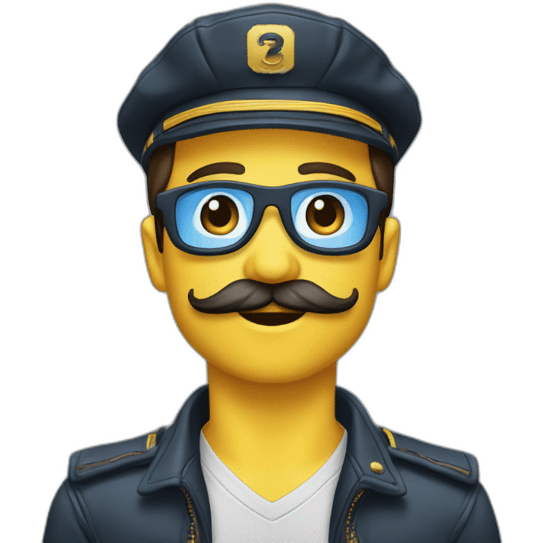 Pilote avion moustachu jeune sans casquette emoji