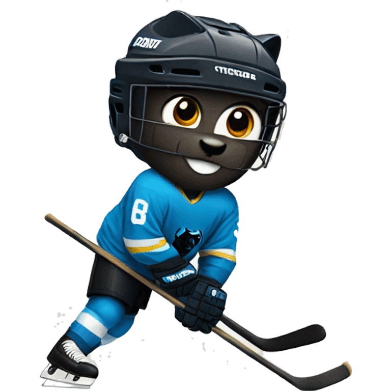 Panther playing icehockey emoji