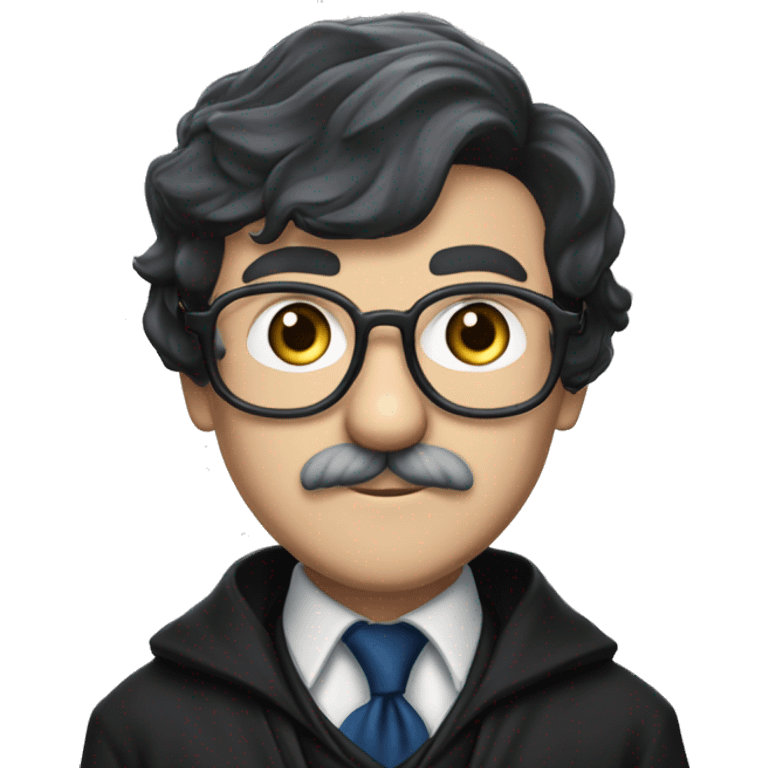 professor filius flitwick from ravenclaw with black hair, a mustache and glasses emoji