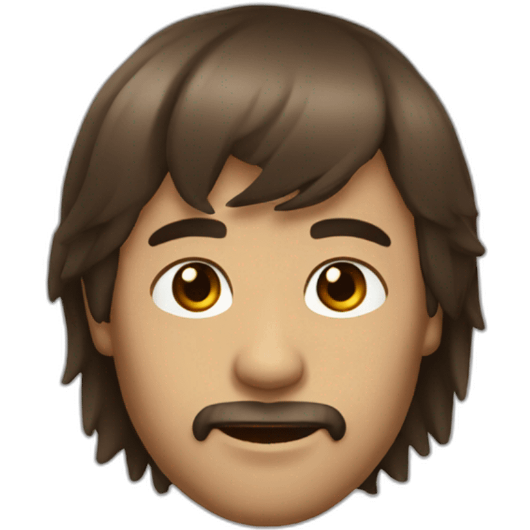 Man with hair Brown with bangs tô the right side emoji