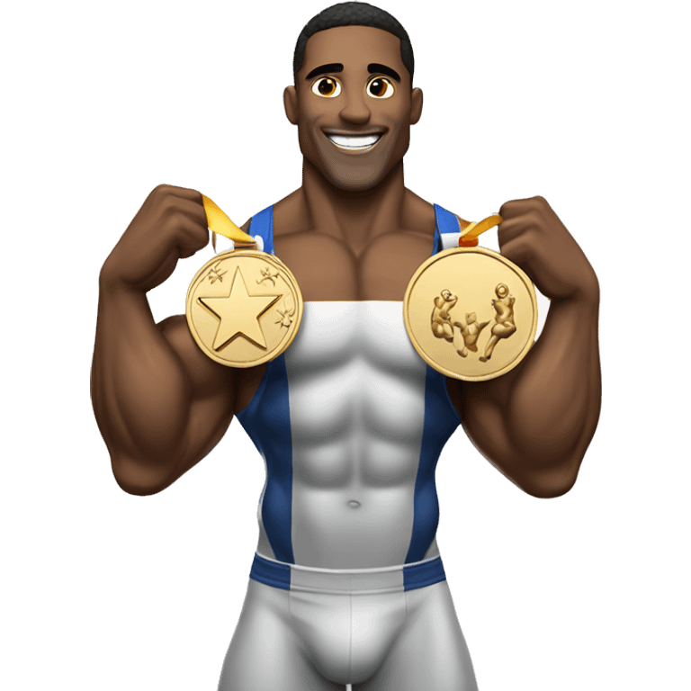 A bodybuilder winning Olympia medal emoji