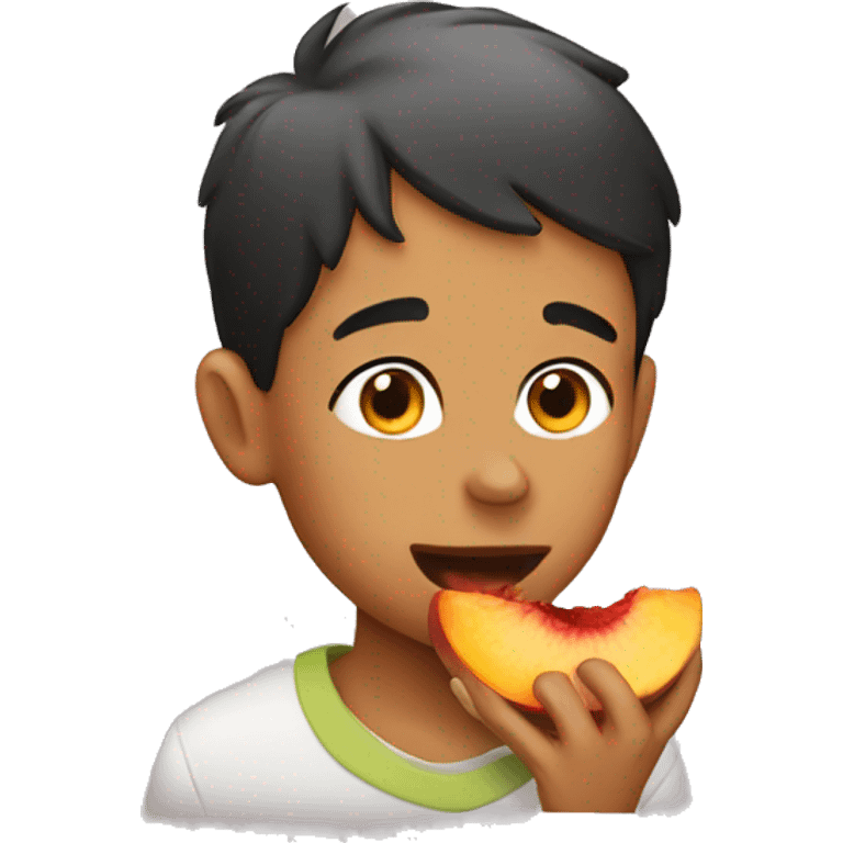 Boy eating a peach emoji