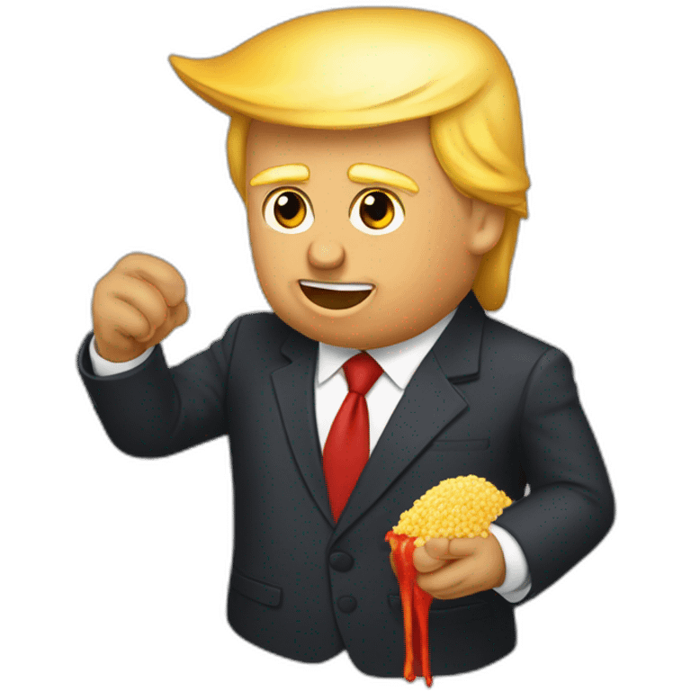 Trump avec une cravate rouge qui mange du couscous emoji