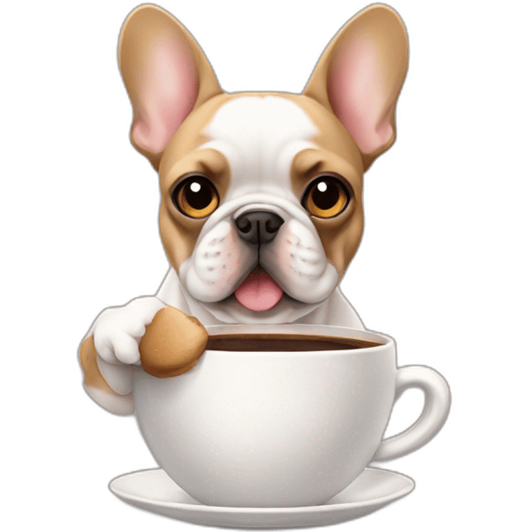 frenchie drinking coffee emoji