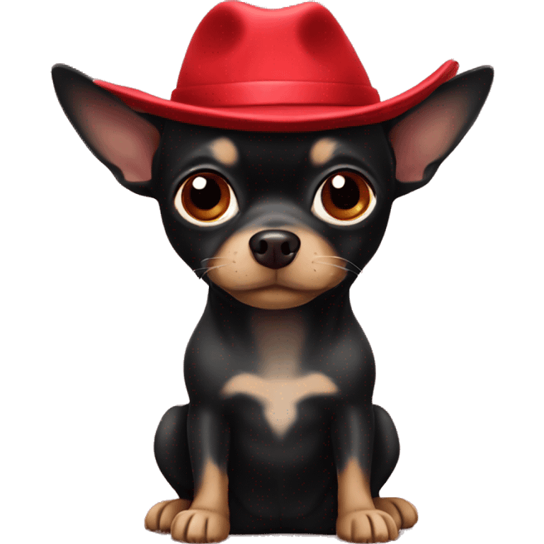 black chihuahua with red hat emoji