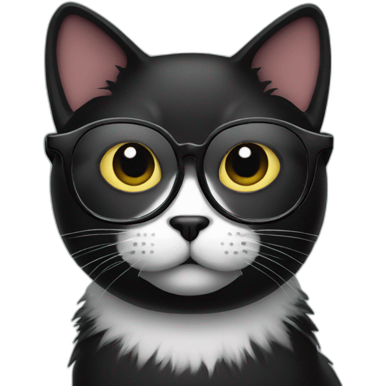 Black Cat with glasses emoji