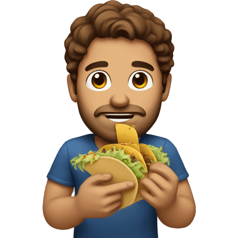 Brown haired man eating taco emoji