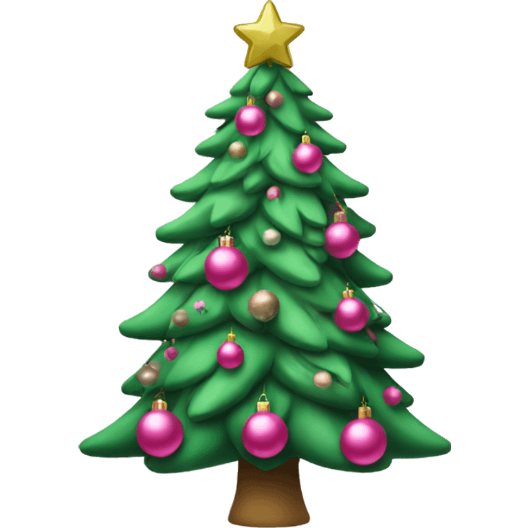 Christmas tree with pink and green ornaments  emoji