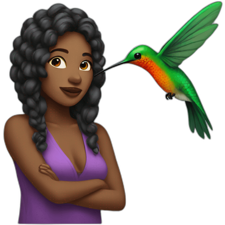 Black women with humming bird emoji