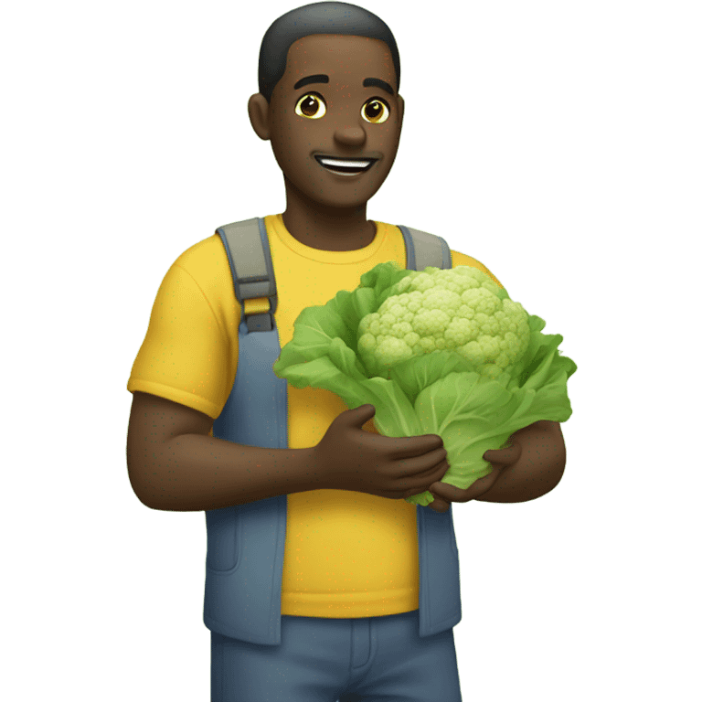 An African man picking cauliflower  emoji