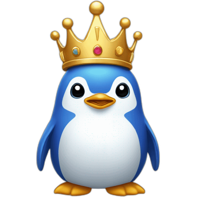 kawaï blue pudgy penguin wearing a golden crown emoji