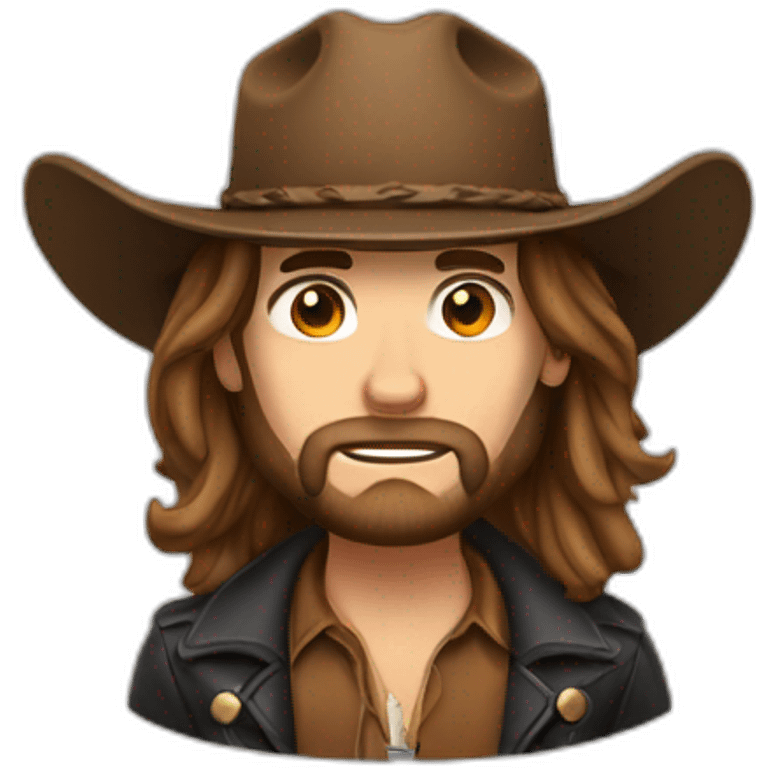 Cow boy with long hair and scars and a beard emoji