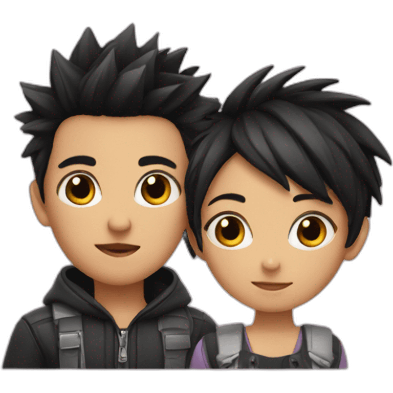 a boy and a girl with short black spiky hair emoji