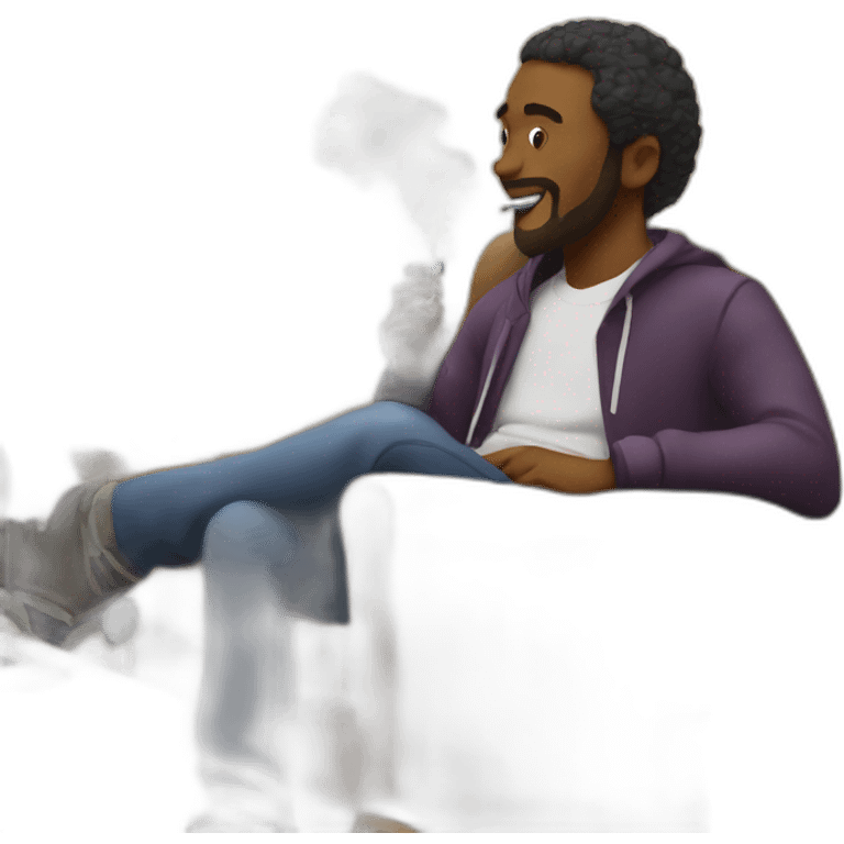 Man with goatie vaping and watching a movie at his desktop emoji