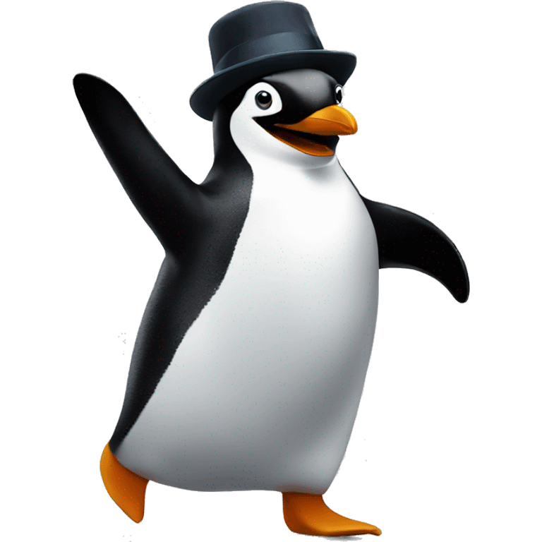 Penguin dancing with a hat emoji