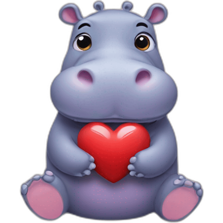 hippo holding a heart emoji