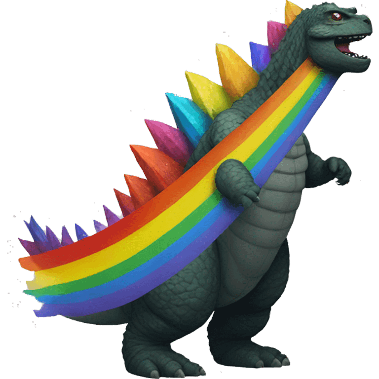 Godzilla with a rainbow emoji