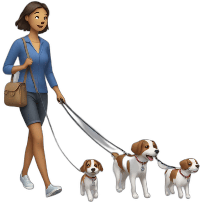 Woman walking two dogs on leashes emoji